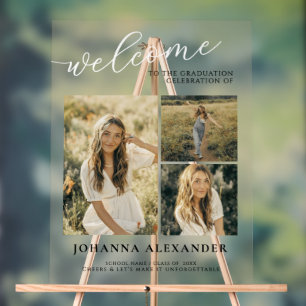 Custom Acrylic Modern 3 Photos Graduation Welcome Sign