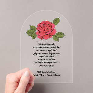 Custom Acrylic Sympathy Card with a Red Rose Invitations