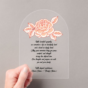 Custom Acrylic Sympathy Card with a Red Rose Invitations