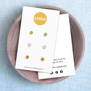 Custom Add Logo 6 Hole Stud Earring Display  Busin Business Card