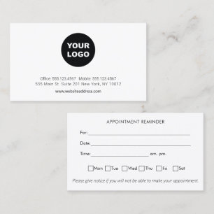 Custom Add Logo Professional Appointment Reminder Business Card