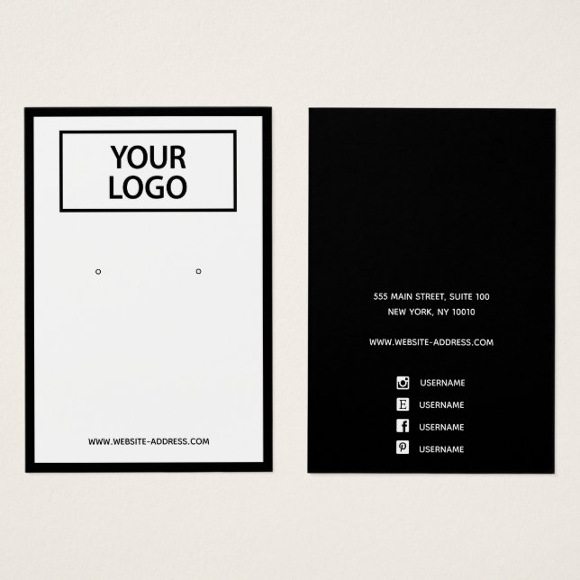 Custom Add Logo White Earring Jewellery Display (Front & Back)