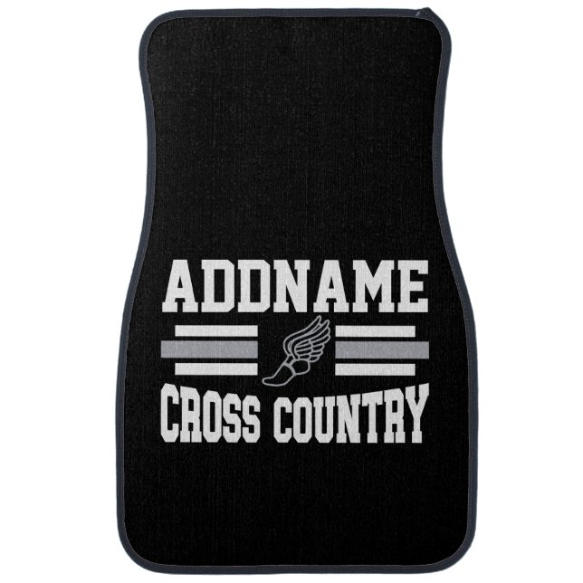 Custom ADD NAME Cross Country Runner Running Team Car Mat (Front)