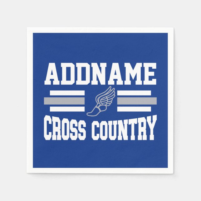 Custom ADD NAME Cross Country Runner Running Team Napkin (Front)