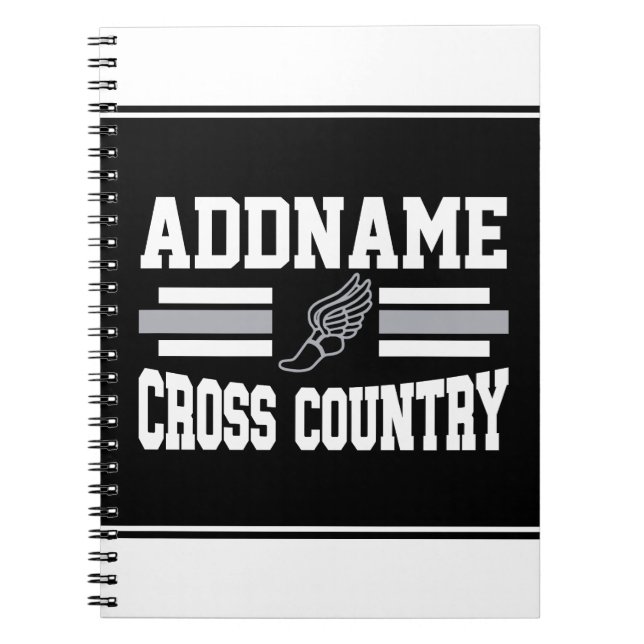 Custom ADD NAME Cross Country Runner Running Team Notebook (Front)