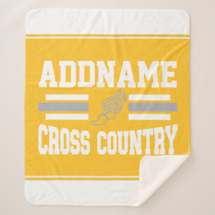 Custom ADD NAME Cross Country Runner Running Team Sherpa Blanket