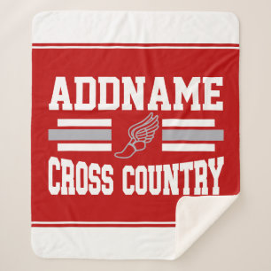 Custom ADD NAME Cross Country Runner Running Team Sherpa Blanket