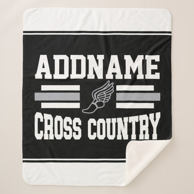 Custom ADD NAME Cross Country Runner Running Team Sherpa Blanket (Front)