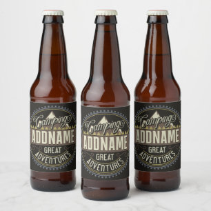 Custom ADD NAME Family Camp Trip Camping Reunion Beer Bottle Label