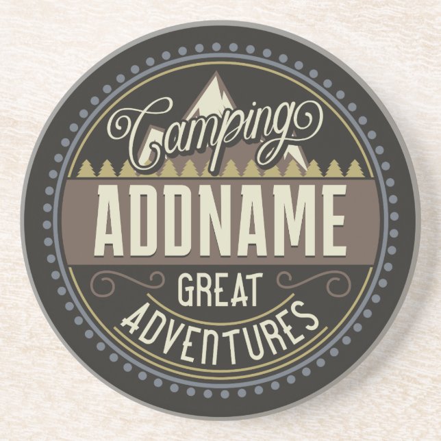 Custom ADD NAME Family Camp Trip Camping Reunion Coaster (Front)