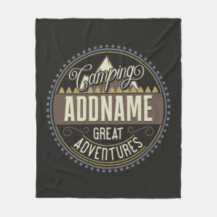 Custom ADD NAME Family Camp Trip Camping Reunion Fleece Blanket