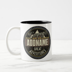 Custom ADD NAME Family Camp Trip Camping Reunion Two-Tone Coffee Mug