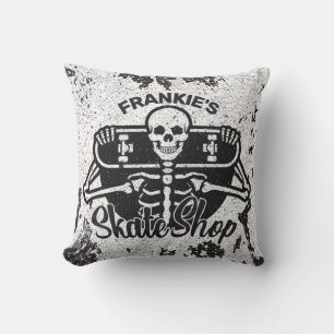 Custom ADD NAME Skull Skateboard Skate Shop Cushion