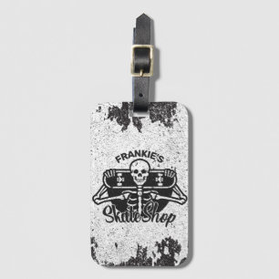 Custom ADD NAME Skull Skateboard Skate Shop Luggage Tag