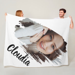 Custom Add Photo And Text Fleece Blanket