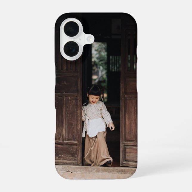 Custom, Add Photo and Text iPhone 16 Case (Back)