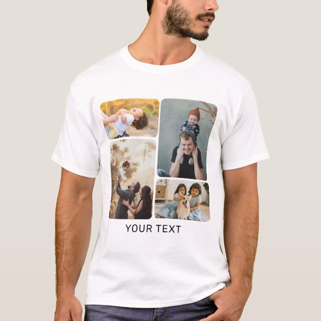 Custom Add Photo Collage and Text T-Shirt (Front)