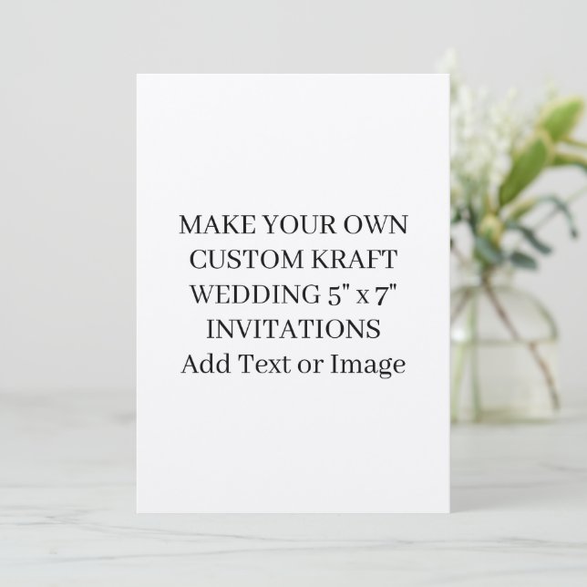 Custom Add Text or Image Elegant Kraft Wedding 5x7 Invitation (Standing Front)