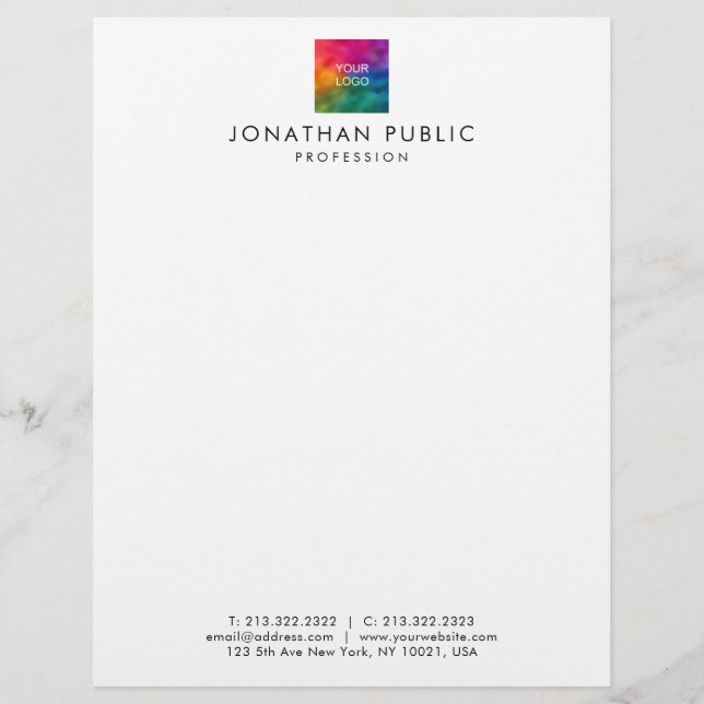 Custom Add Your Business Company Logo Template Custom Letterhead (Front)