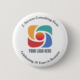 Custom Add Your Business Logo Company Marketing 6 Cm Round Badge