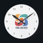 Custom Add Your Business Logo Company Marketing Round Clock<br><div class="desc">Simple,  chic company clock for a modern business office or corporation. Add your custom corporate logo and name.</div>