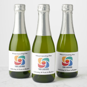 Custom Add Your Business Logo Company Marketing Sparkling Wine Label