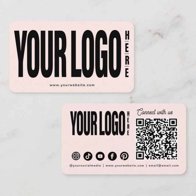 Custom Add Your Logo Connect Social Media QR Code Business Card (Front/Back)