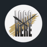 Custom Add your Logo Here on Modern White Round Clock<br><div class="desc">Your logo is a big part of your brand. It is going to look fantastic on this clock face. Upload your logo now to see how it will look. Change the background colour through the edit menu or contact me (Mary), to help you. Together we can create the perfect look...</div>