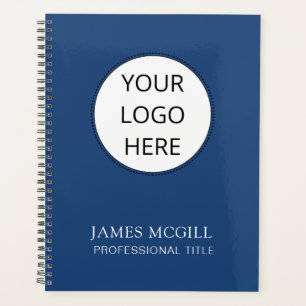 Custom Add Your Logo Minimalist Navy Blue Business Planner