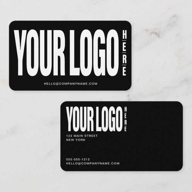 Custom Add Your Logo Modern Minimalist Black Business Card (Front/Back)