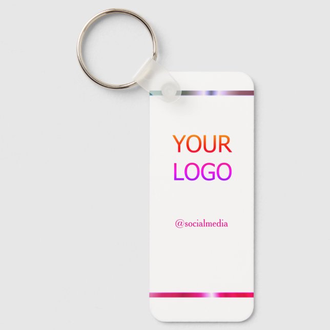 custom add your logo personalised pink red border  key ring (Front)