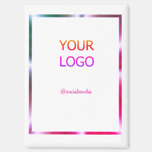 custom add your logo personalised pink red border magnet