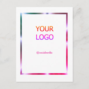 custom add your logo personalised pink red border postcard