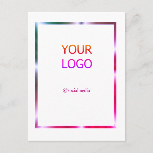 custom add your logo personalised pink red border  postcard (Front)