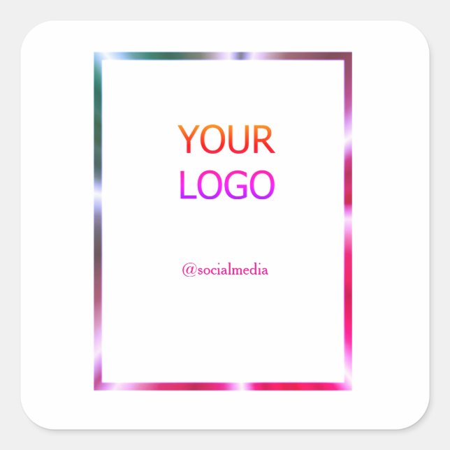custom add your logo personalised pink red border  square sticker (Front)