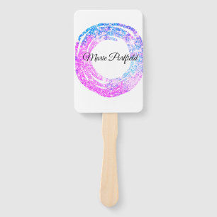 custom add your name glitter colourful add your na hand fan