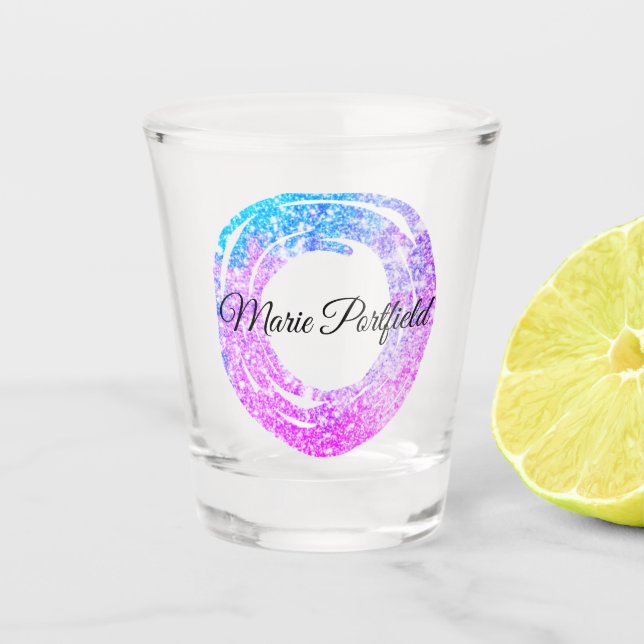 custom add your name glitter colourful add your  s shot glass (Front)