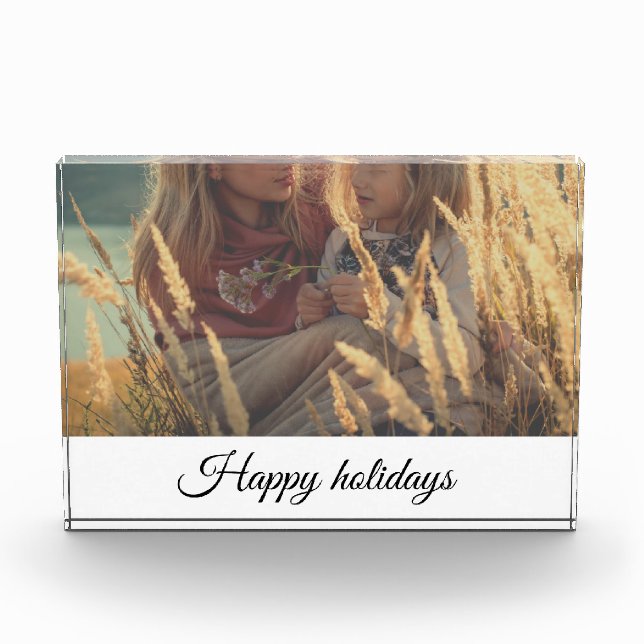 custom add your photo christmas personalised  block (Front)