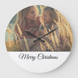 custom add your photo christmas personalised large clock