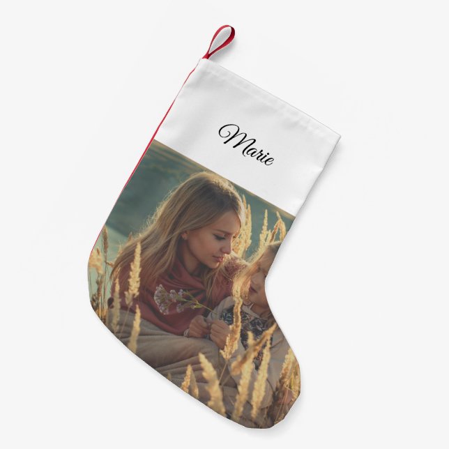 custom add your photo christmas personalised small christmas stocking (Front (Hanging))