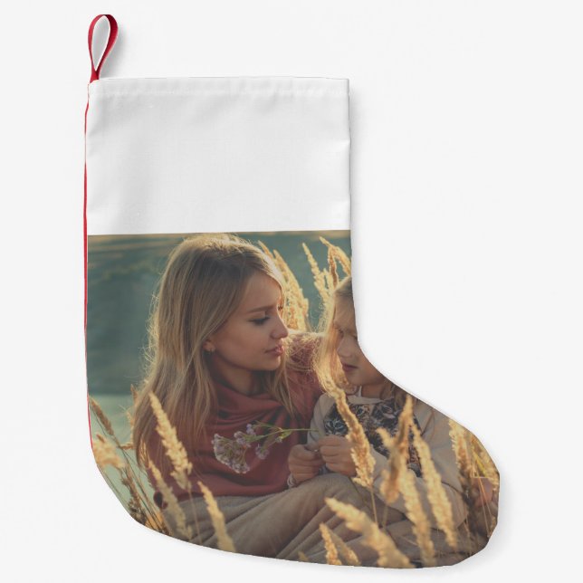 custom add your photo christmas personalised small small christmas stocking (Front)
