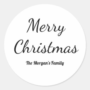 custom add your photo text merry christmas holiday classic round sticker