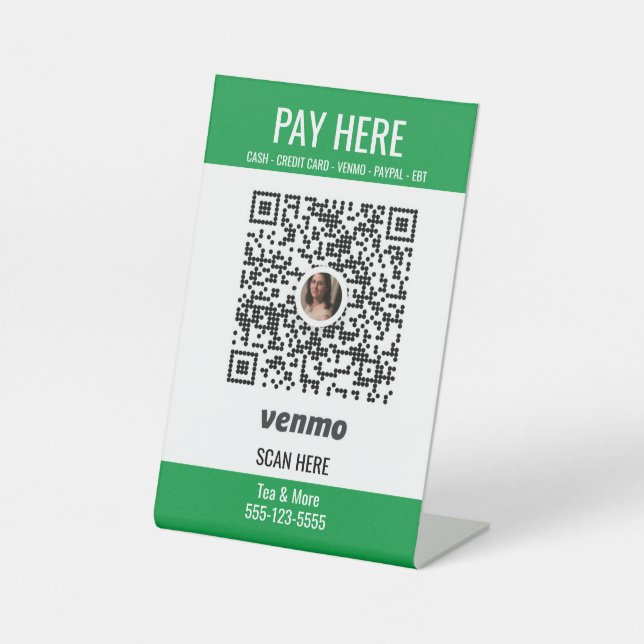 Custom Add Your QR Code Venmo Pay Here  Pedestal Sign (Front)