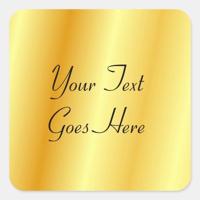 Custom Add Your Text Faux Gold Template Elegant Square Sticker (Front)