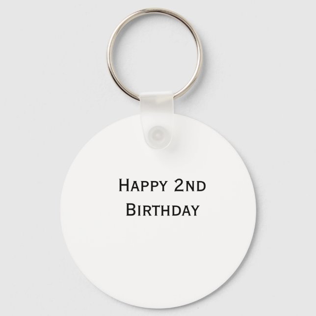 custom add your text happy birthday 2nd simple  key ring (Front)