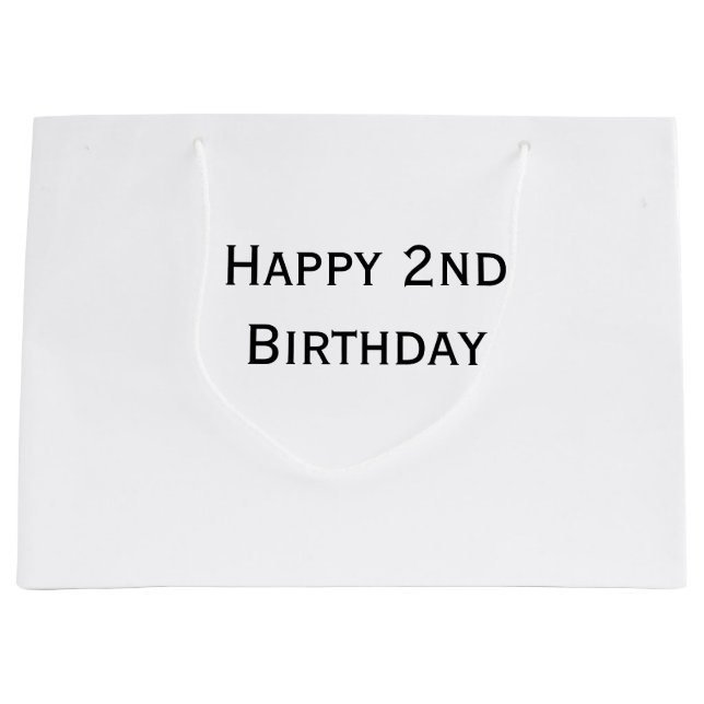 custom add your text happy birthday 2nd simple  large gift bag (Front)