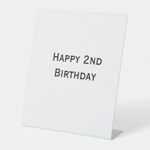 custom add your text happy birthday 2nd simple pedestal sign