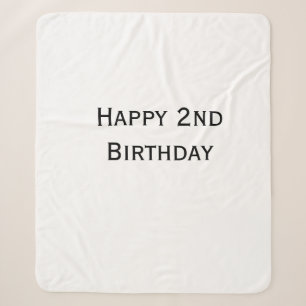 custom add your text happy birthday 2nd simple sherpa blanket