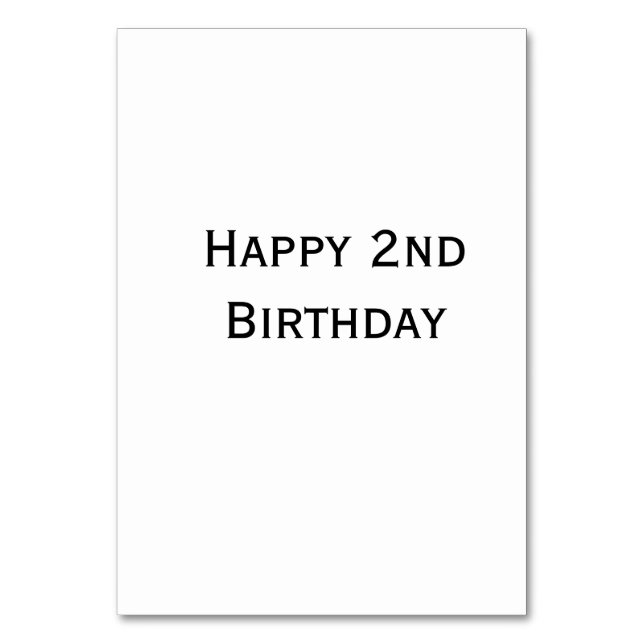 custom add your text happy birthday 2nd simple  table number (Front)