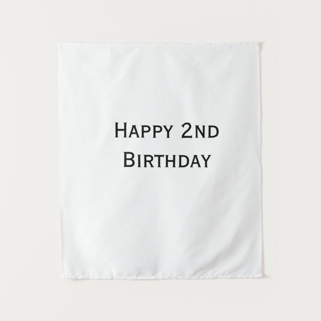 custom add your text happy birthday 2nd simple  tapestry (Front)
